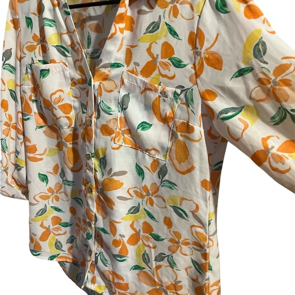 BCX Orange and Green Floral Button-Down Shirt - Picture 5 of 8